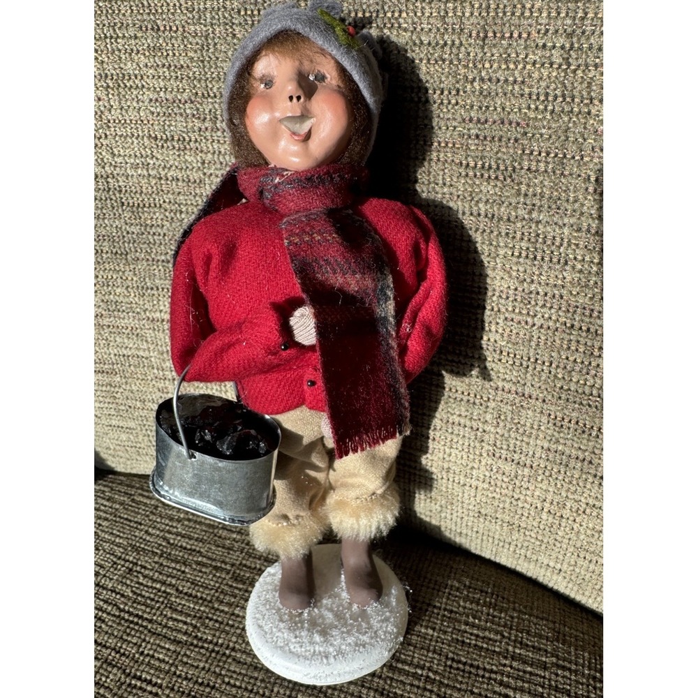 2006 Byers' Choice Caroler Boy with Coal Bucket & Fur Boots –‎ Handcrafted USA